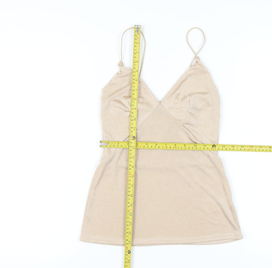 PrettyLittleThing Womens Beige Camisole Tank Top UK 4 Slim Fit