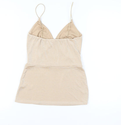 Womens UK Size 4 PRETTYLITTLETHING Beige Camisole Tank