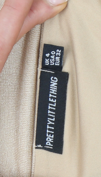 Womens UK Size 4 PRETTYLITTLETHING Beige Camisole Tank
