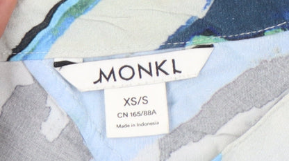 Monki Womens Blue Green Shift Dress XS Short Sleeve Viscose