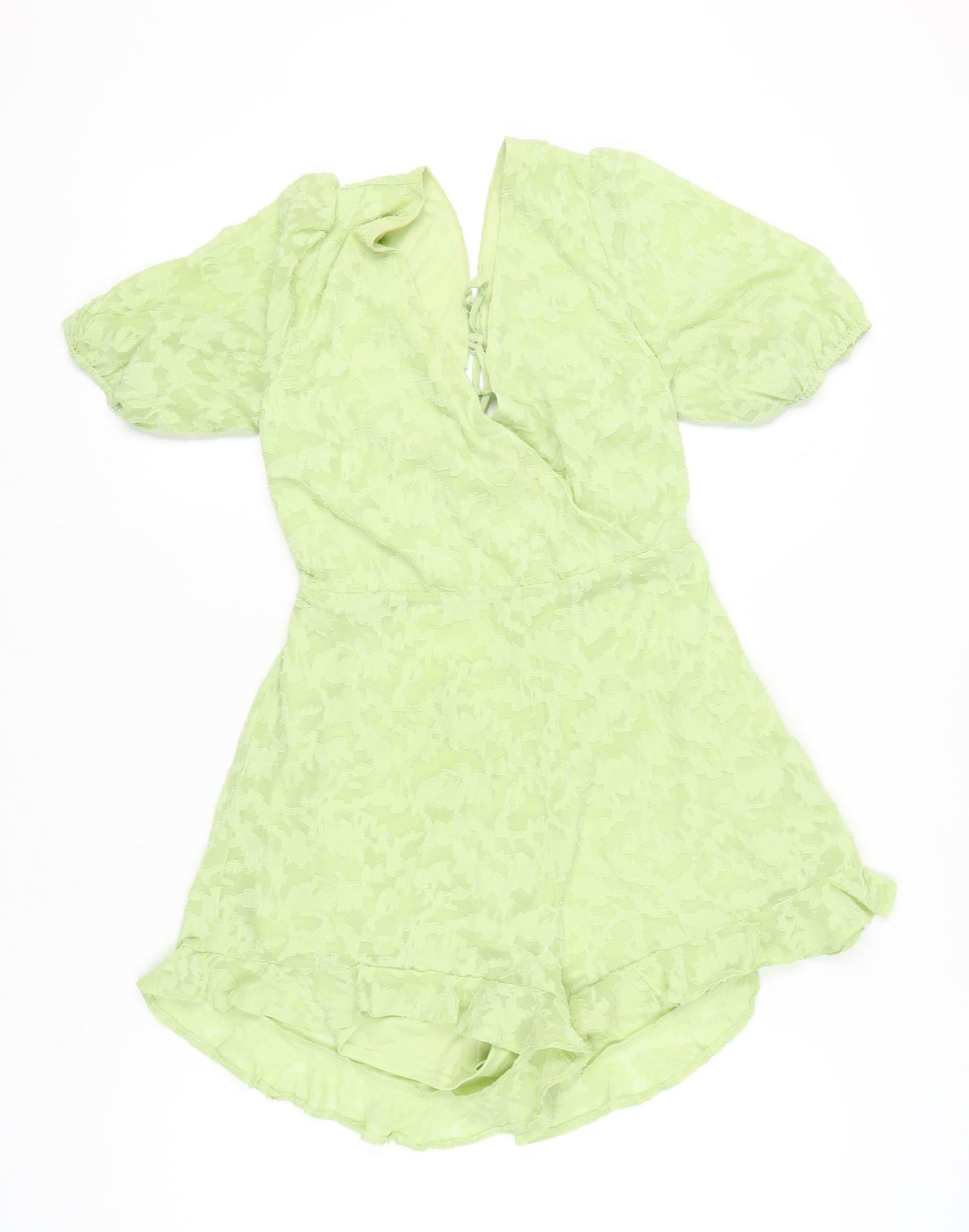 Miss Selfridge Women’s Green Polyester Lace-Up Playsuit UK 12