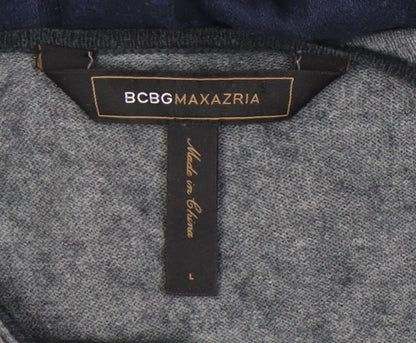 BCBGMAXAZRIA Womens Grey Blue Halter Tie Shift Dress Size L Silk Cashmere