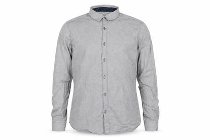 Ted Baker Mens Grey Geometric Cotton Button-Up Shirt Size L Regular Fit