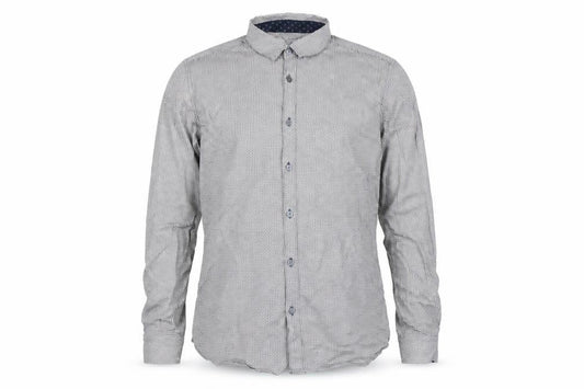Ted Baker Mens Grey Geometric Cotton Button-Up Shirt Size L Regular Fit