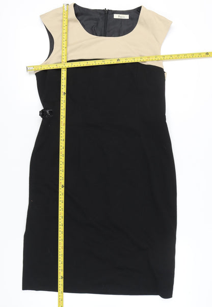 Precis Women’s Black Beige Colourblock Sheath Dress Size 14 Workwear
