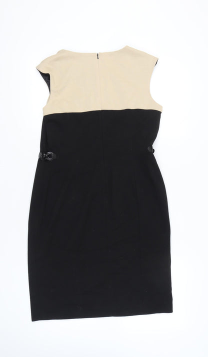 Precis Women’s Black Beige Colourblock Sheath Dress Size 14 Workwear