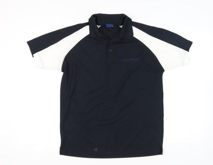 PGA Tour Men’s Blue White Polo Shirt L Colourblock Golf Sportswear