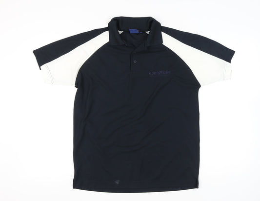 PGA Tour Men’s Blue White Polo Shirt L Colourblock Golf Sportswear