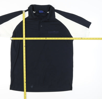 PGA Tour Men’s Blue White Polo Shirt L Colourblock Golf Sportswear