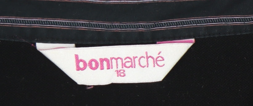 Bonmarché Womens Black Size 18 Wrap Blouse 3/4 Sleeve Collared Top