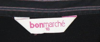 Bonmarché Womens Black Size 18 Wrap Blouse 3/4 Sleeve Collared Top