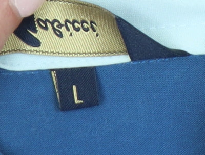 Gabicci Men’s Blue Striped Polo Shirt Size L Cotton Blend