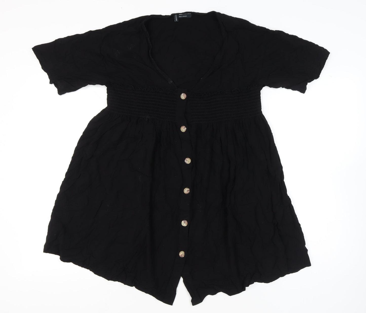Womens UK Size 12 ASOS Black Tunic Blouse