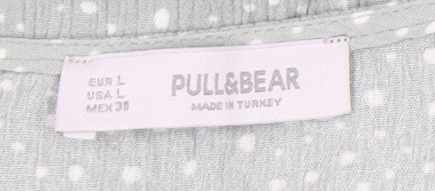 Pull&Bear Women Green Polka Dot Short A-Line Dress Size 14