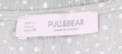 Pull&Bear Women Green Polka Dot Short A-Line Dress Size 14