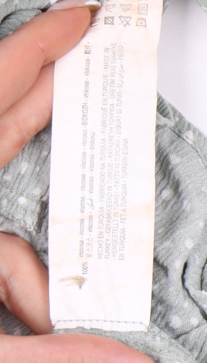 Pull&Bear Women Green Polka Dot Short A-Line Dress Size 14