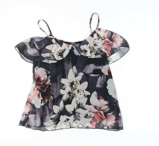 Quiz Womens Multicoloured Floral Ruffle Camisole Blouse Size 10