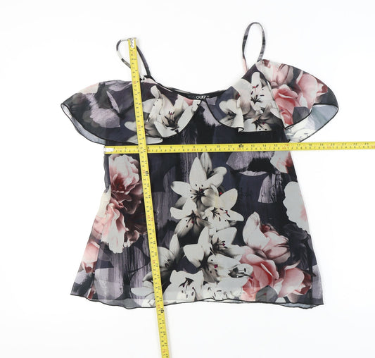 Quiz Womens Multicoloured Floral Ruffle Camisole Blouse Size 10