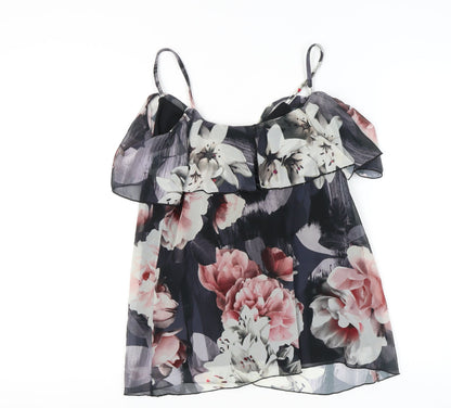 Quiz Womens Multicoloured Floral Ruffle Camisole Blouse Size 10