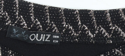Quiz Women’s Black Metallic Bell Sleeve Tunic Blouse Size 10