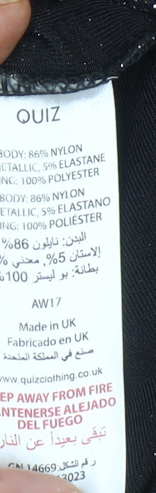 Quiz Women’s Black Metallic Bell Sleeve Tunic Blouse Size 10