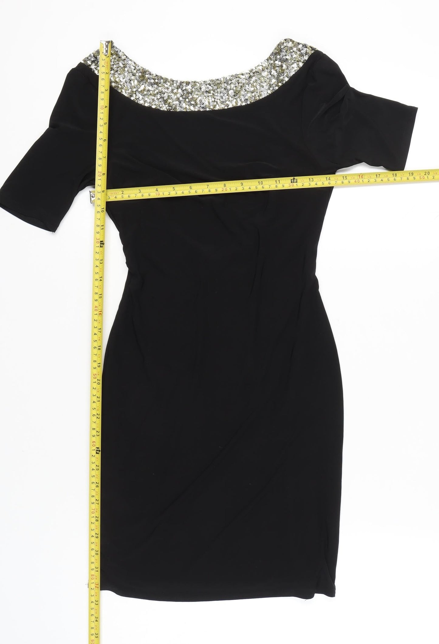 Different London Womens Black Sequin Bodycon Dress Size S