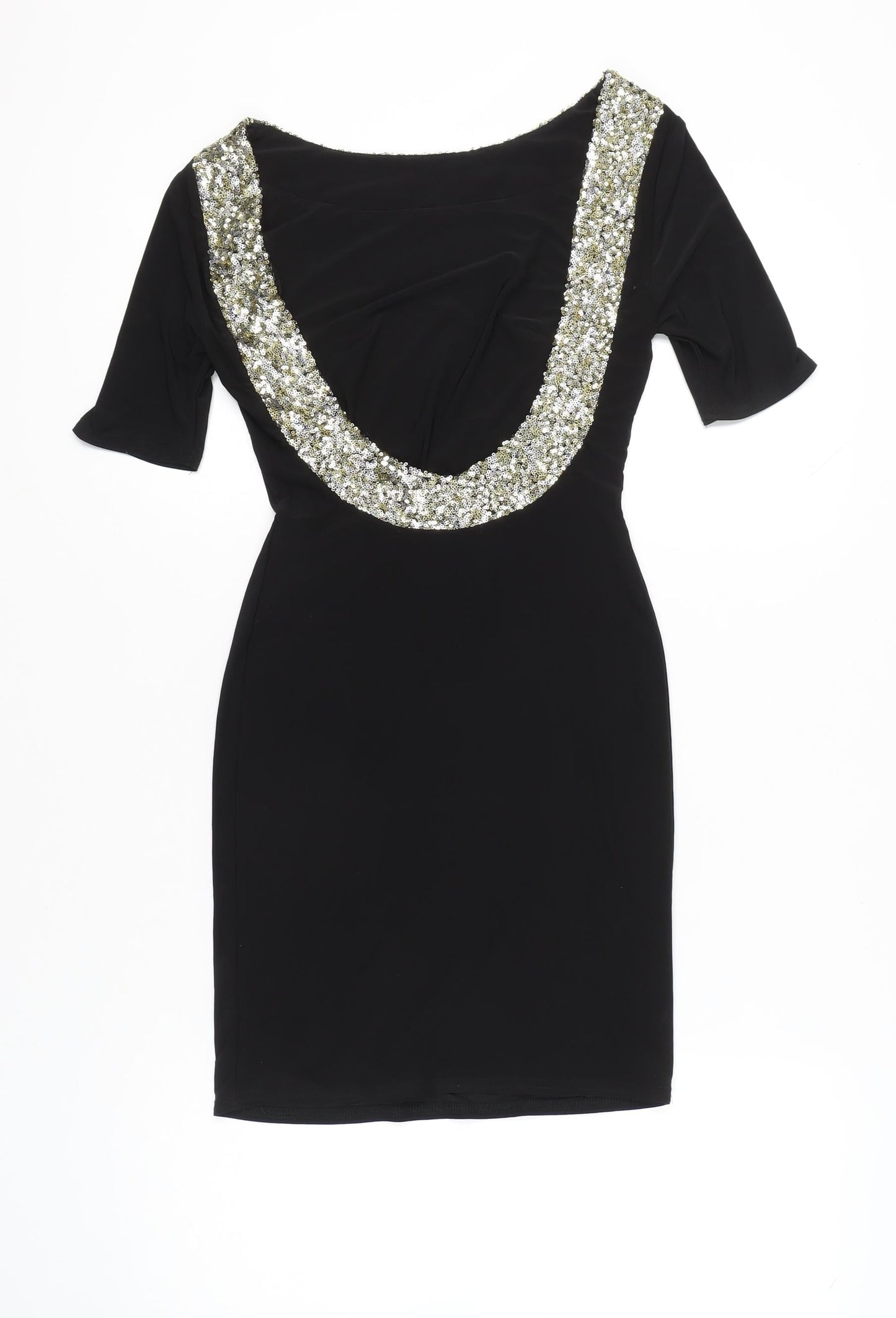 Different London Womens Black Sequin Bodycon Dress Size S