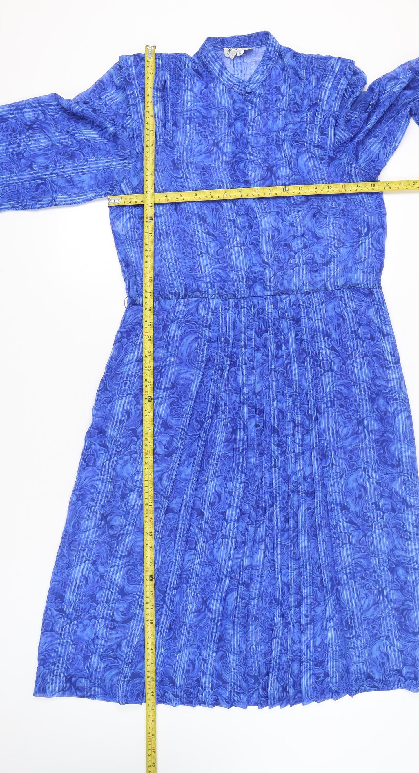 Jersey Masters Women’s Blue Size 12 Vintage Pleated Shirt Dress