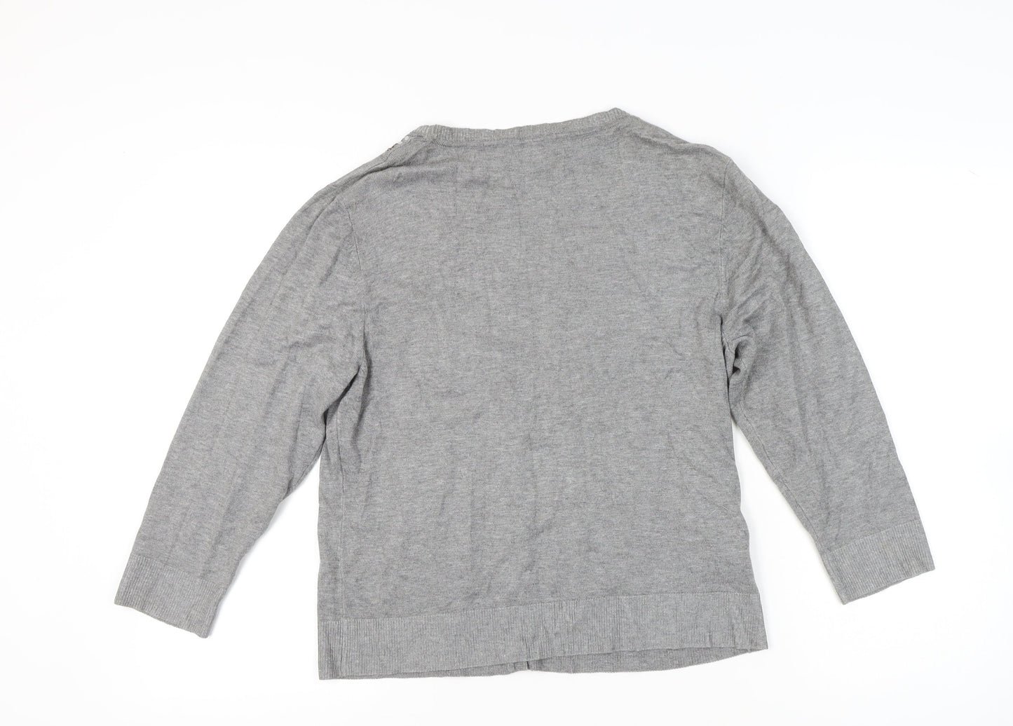 Be Beau Women’s Grey Sequin Cardigan Size 18 V-Neck Knit