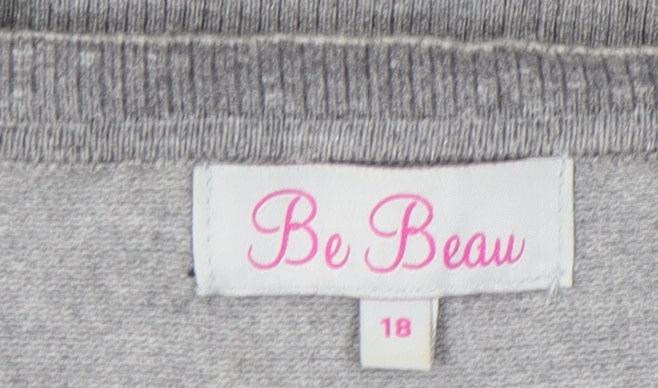 Be Beau Women’s Grey Sequin Cardigan Size 18 V-Neck Knit