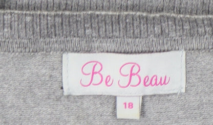 Be Beau Women’s Grey Sequin Cardigan Size 18 V-Neck Knit