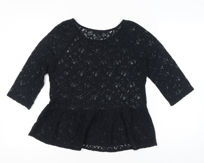 Womens UK Size 14 NEXT Black Tunic Blouse