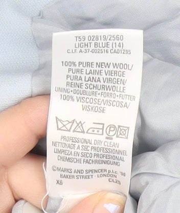 Marks and Spencer Women’s Blue Wool Blazer UK 14 Classic Fit