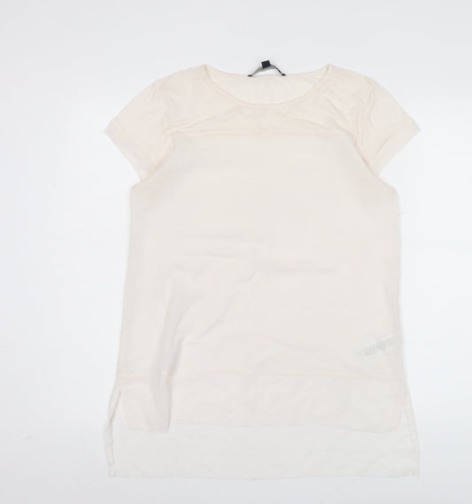 French Connection Women Ivory Blouse M Short Sleeve Woven Polyester