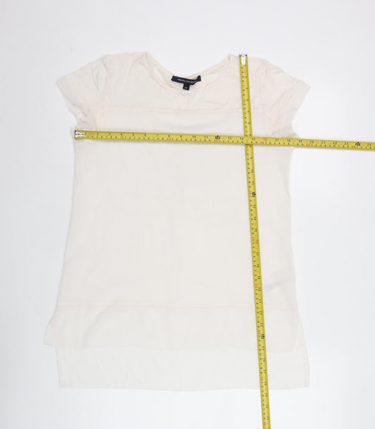 French Connection Women Ivory Blouse M Short Sleeve Woven Polyester