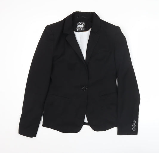 Next Women’s Black Size 8 Regular Fit One Button Blazer Jacket