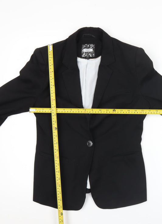 Next Women’s Black Size 8 Regular Fit One Button Blazer Jacket
