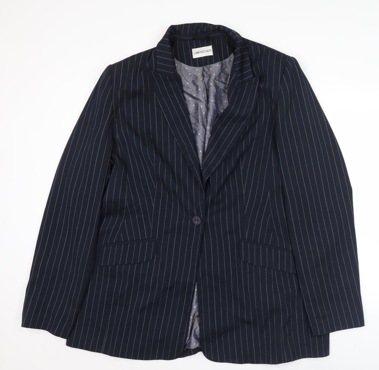 Long Tall Sally Womens Blue Pinstripe Suit Jacket Size 20