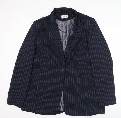 Long Tall Sally Womens Blue Pinstripe Suit Jacket Size 20
