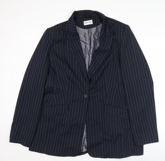 Long Tall Sally Womens Blue Pinstripe Suit Jacket Size 20
