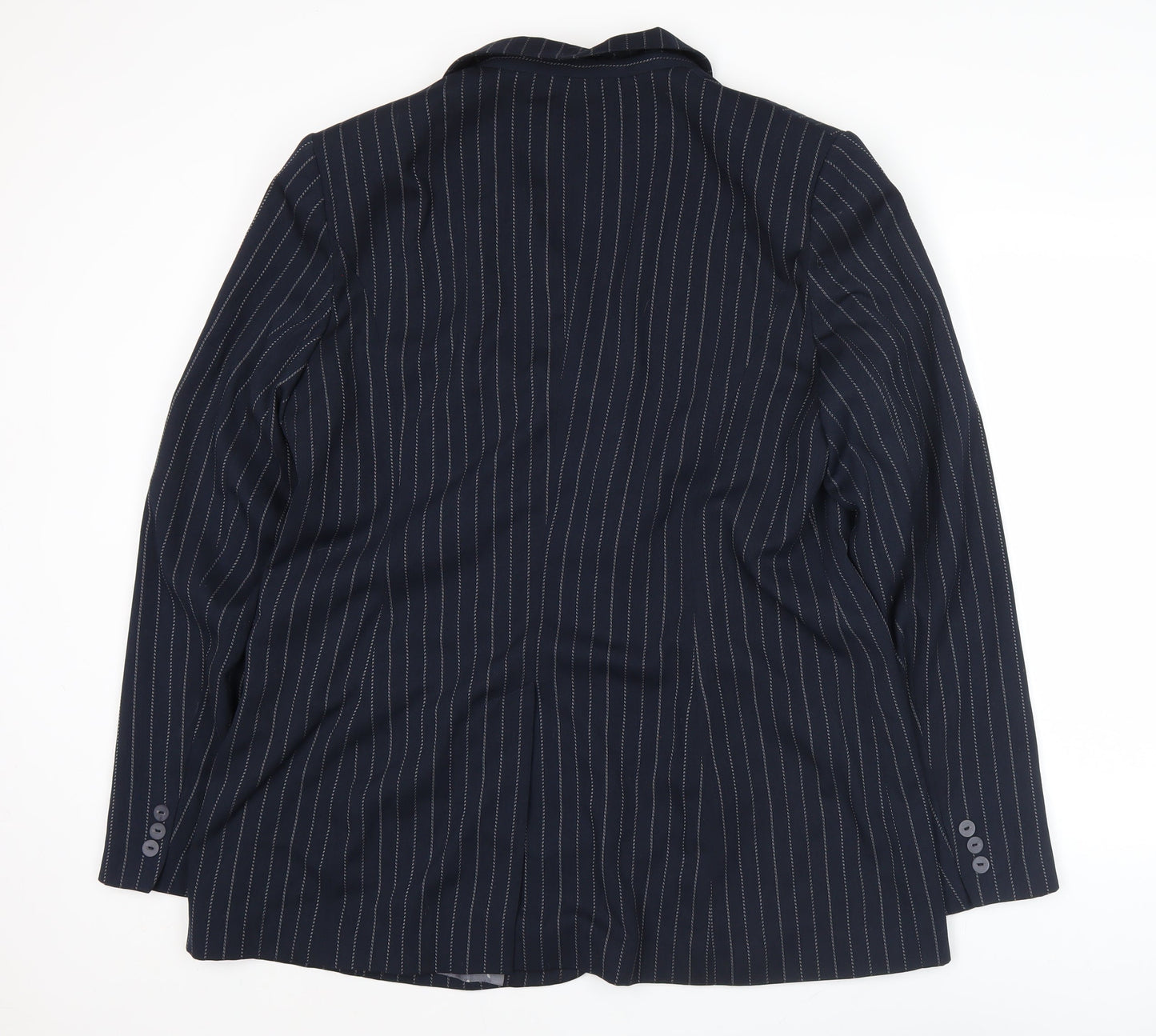 Long Tall Sally Womens Blue Pinstripe Suit Jacket Size 20