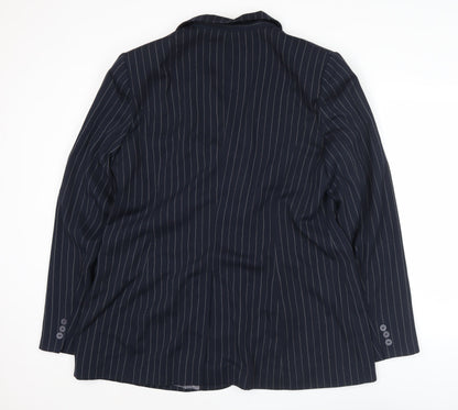 Long Tall Sally Womens Blue Pinstripe Suit Jacket Size 20