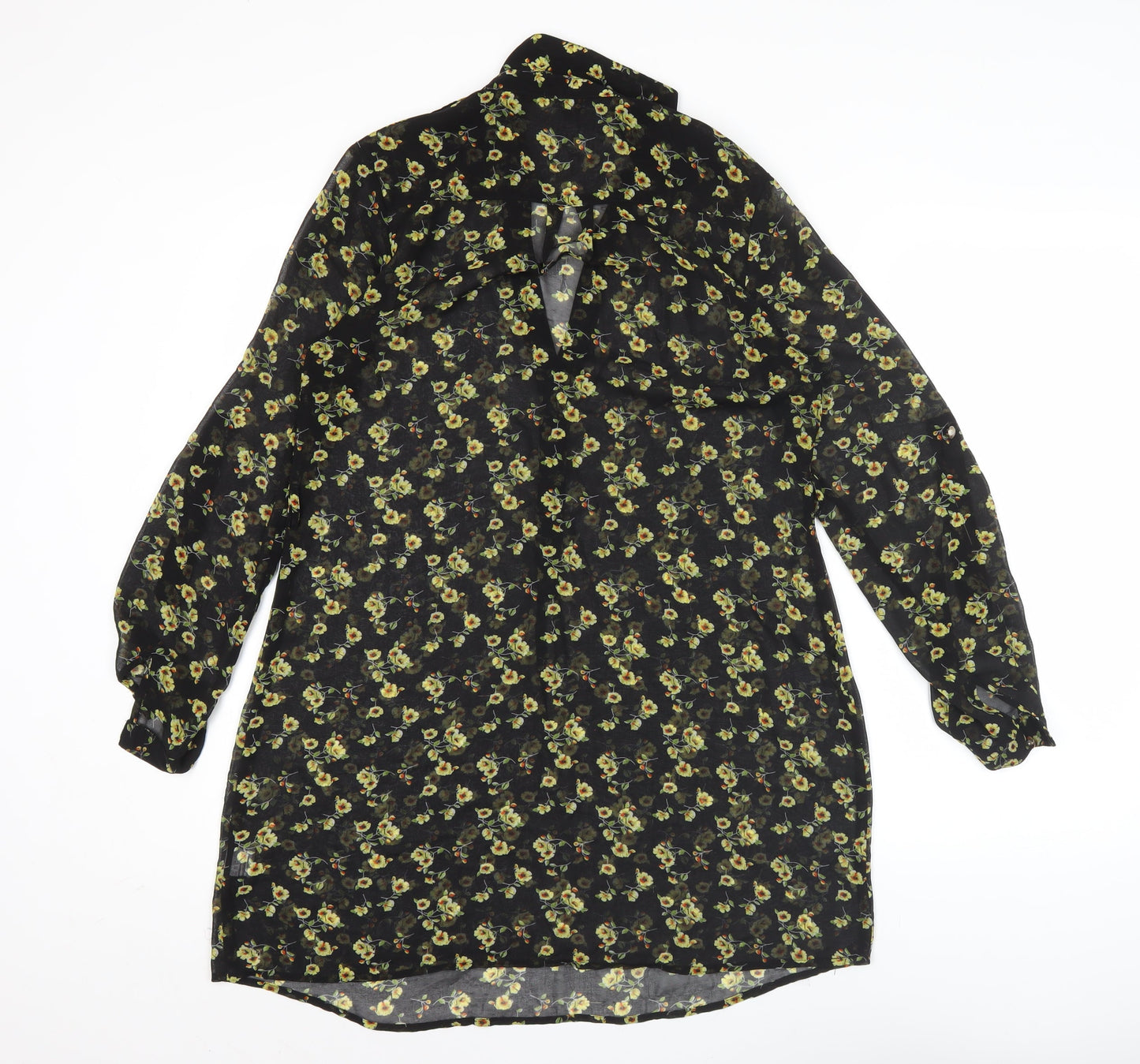 Atmosphere Women’s Black Floral Blouse Tunic Size 8 Long Sleeve