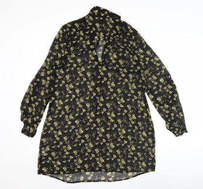 Atmosphere Women’s Black Floral Blouse Tunic Size 8 Long Sleeve