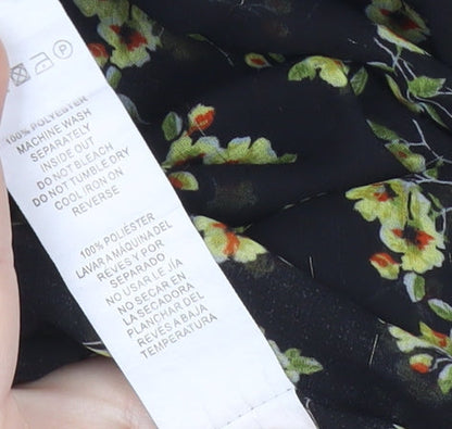 Atmosphere Women’s Black Floral Blouse Tunic Size 8 Long Sleeve