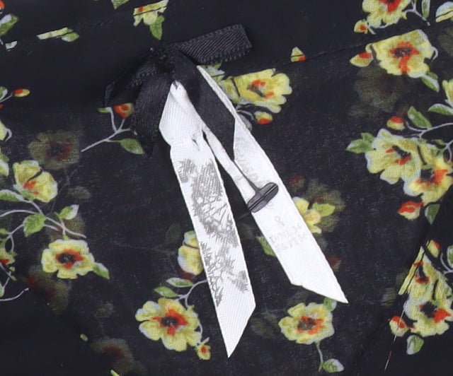 Atmosphere Women’s Black Floral Blouse Tunic Size 8 Long Sleeve