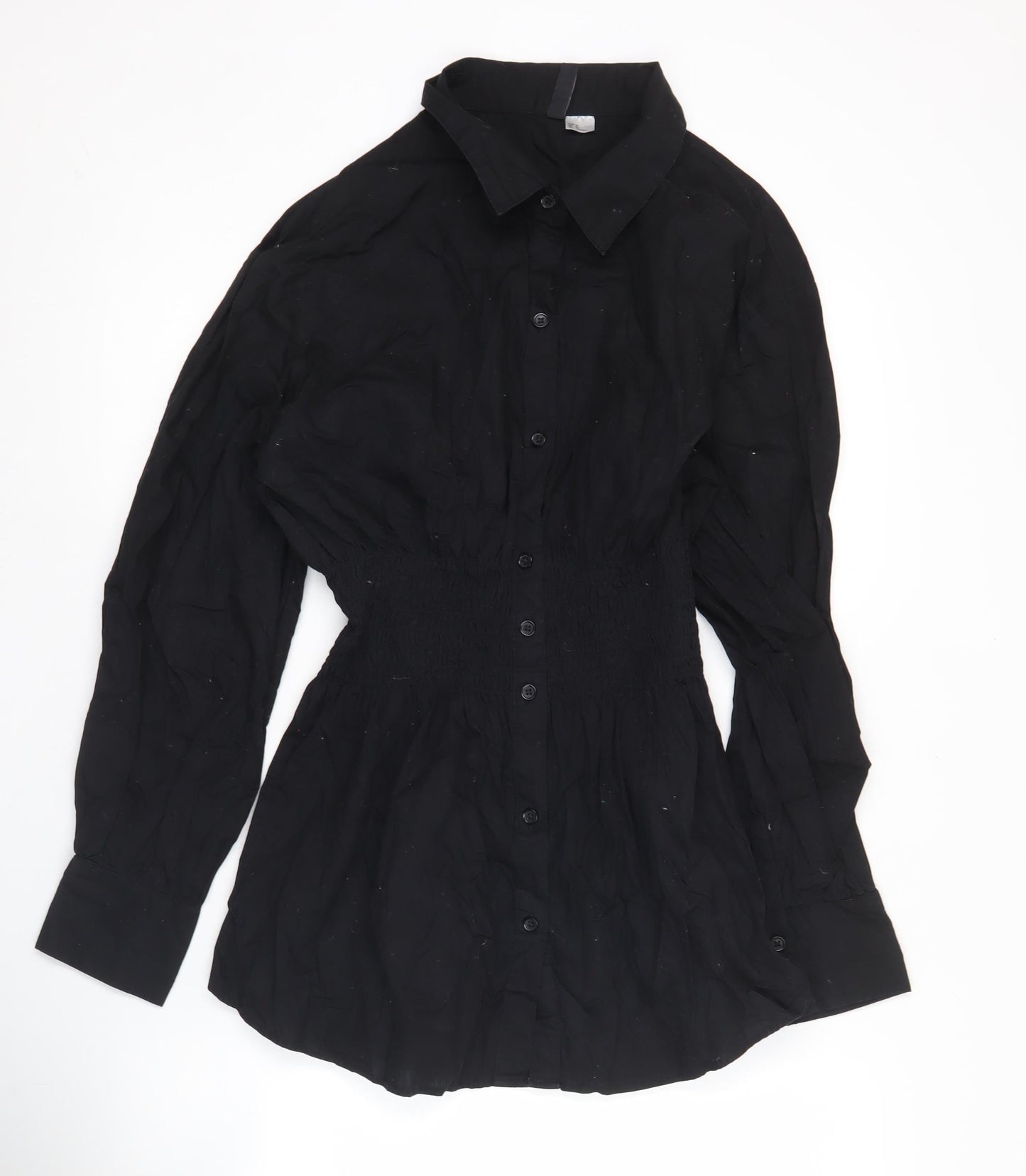H&M Divided Womens Black Tunic Button-Up Long Sleeve Shirt M