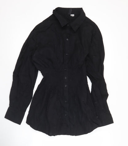 H&M Divided Womens Black Tunic Button-Up Long Sleeve Shirt M