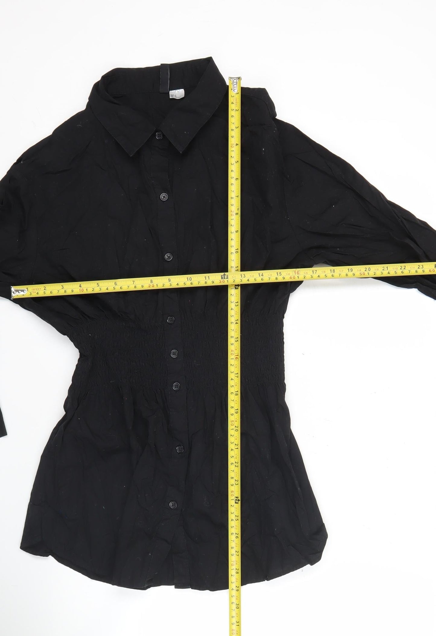 H&M Divided Womens Black Tunic Button-Up Long Sleeve Shirt M