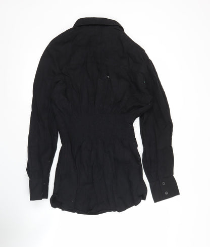 H&M Divided Womens Black Tunic Button-Up Long Sleeve Shirt M